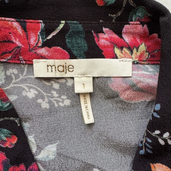 Maje Ciller Patchwork Floral Print Shirt Size Small - Picture 10 of 13